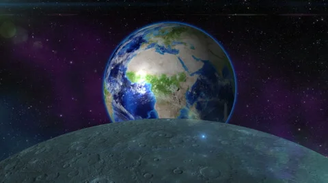 Flying over the moon view of the Earth Stock Footage 40635838