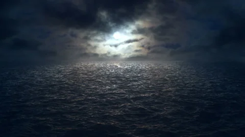 Flying over moonlit ocean HD Stock Footage 39741039