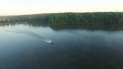 Flying Over a Motorboat Stock Footage 128454711