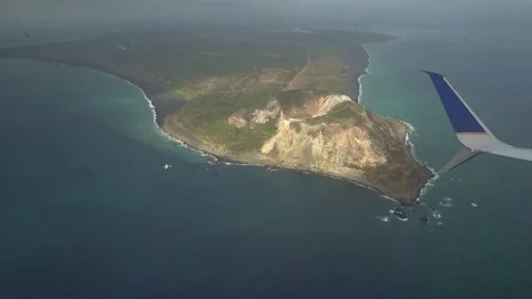 Flying over Mount Suribachi in plane Iwo Jima Island Japan Stock Footage 74958688