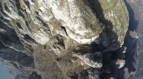 Flying over mountain. Aerial view of mountain peaks Video stock 44322653