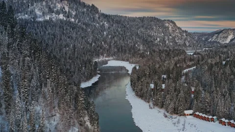 Flying over mountain forest Video stock 152374867