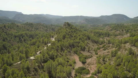 Flying over mountain forest towards mountain peak Stock Footage 96525515