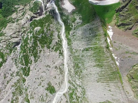Flying over mountain landscape top view Aerial 4k video. Hiking Travel Tourism Stock Footage 80314550