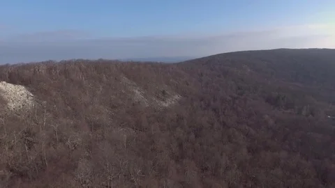 Flying over mountain range winter Stock Footage 72406175