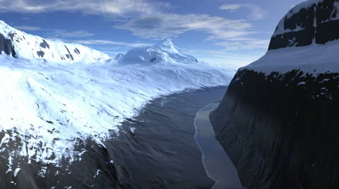 Flying over the mountain river Видео 41599295