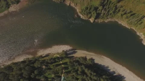 Flying over mountain river. Stock Footage 60435093