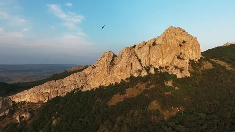 Flying over the mountain to the sea Video stock 73055022