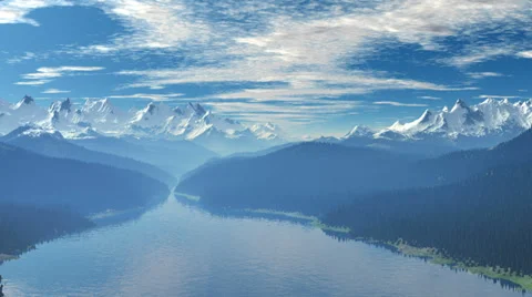Flying over a mountain stream Video stock 32781117