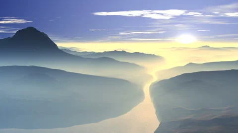 Flying over a mountain stream Stock Footage 40089601