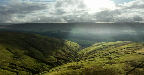 Flying over a mountain in Yorkshire Dales Video stock 330151642