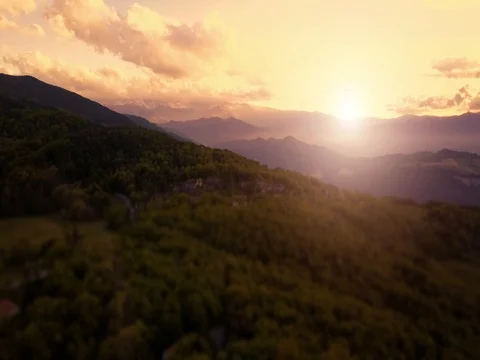 Flying over mountains and forest Stock Footage 75338106