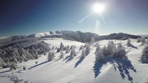 Flying over Mountains and Trees in Winter Video stock 67515566