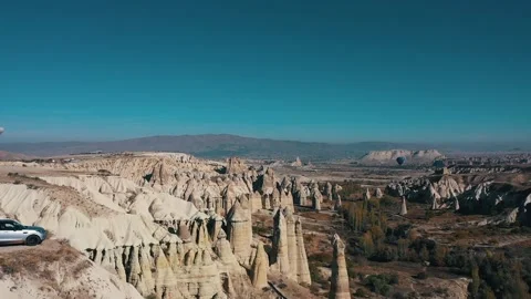 Flying over the mountains in cappadocia Stock Footage 169243379