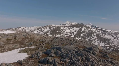 Flying Over the Mountains of Lofoten During the Day Stock Footage 116359832