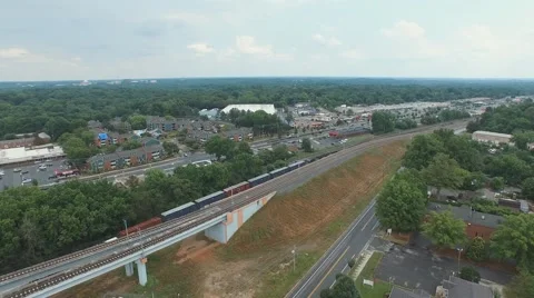 Flying Over Moving Train 스톡 동영상 50922499