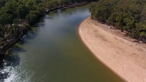Flying over the Murray River, Australia Stock Footage 106375922