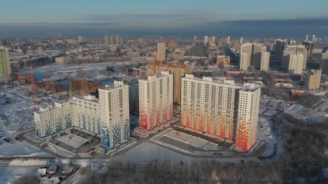 Flying over new buildings Stock Footage 102160139