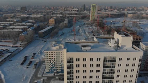 Flying over new buildings Stock Footage 102160214