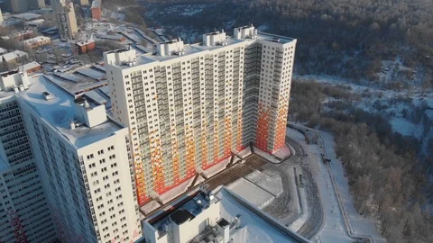 Flying over new buildings Stock Footage 102160237
