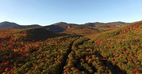 Flying Over Northern Mountains Of New Hampshire Stock Footage