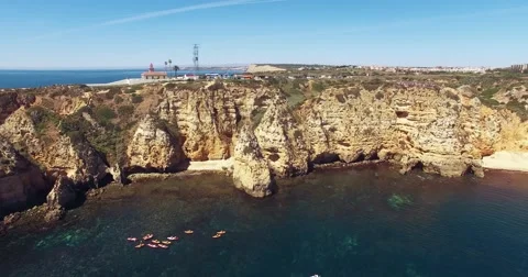 Flying over the ocean and cliffs Stock Footage 62770879