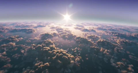 Flying over the ocean and the clouds at sunset Stock Footage 153337204