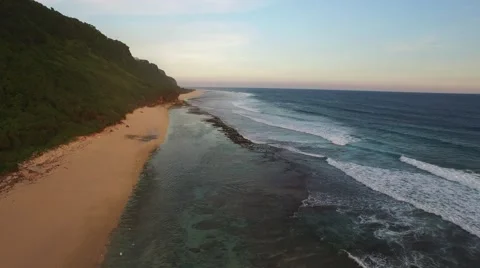Flying over the ocean and the reef Stock Footage 61951462