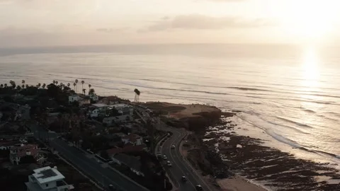 Flying Over the Ocean Beach,CA Stock Footage 171392045