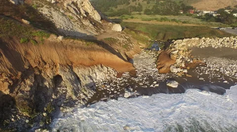 Flying over ocean coast Stock Footage 51525237