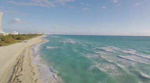 Flying Over the Ocean in Miami Beach Stock Footage 49086735