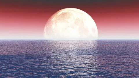 Flying over ocean at moon Stock Footage 11050756