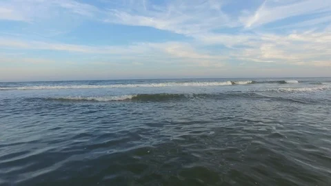 Flying Over the Ocean, Ocracoke, NC Stock Footage 128384611