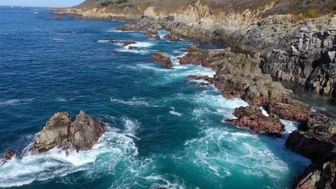 Flying Over the Ocean of the Pacific Coast Stock Footage 112839766