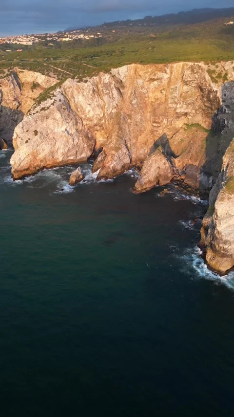 Flying over the ocean shore Stock Footage 275350735