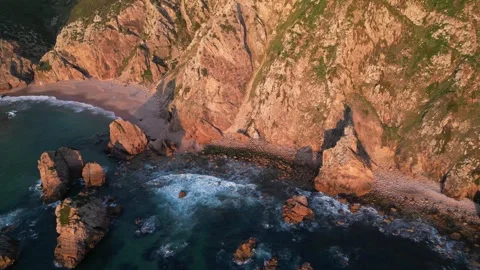 Flying over the ocean shore Stock Footage 275351218