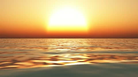 Flying over ocean at sunset Video stock 11050453