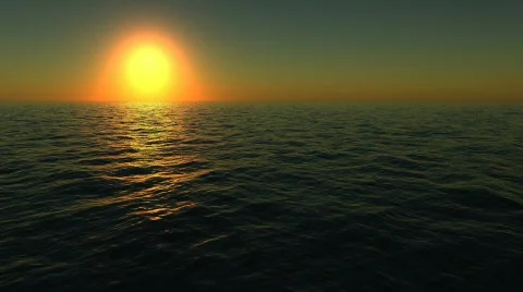 Flying over ocean on sunset sun Video stock 649994