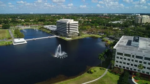 Flying over an office buidling Stock Footage 74562424