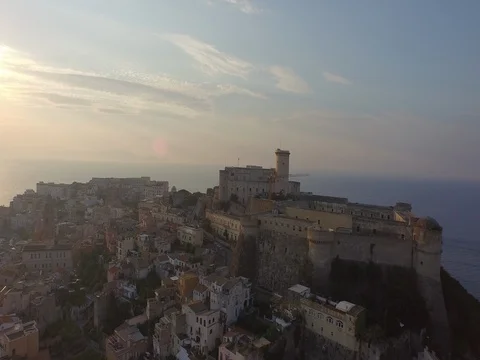 Flying over the old city of the small town in Italy Video stock 72377326