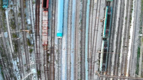 Flying over a old railways Stock Footage 105813110