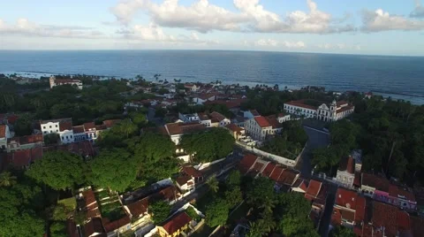Flying over Olinda located in Pernambuco State, Brazil Stock Footage 61709987