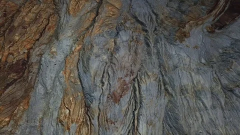 Flying over open pit copper mine in Bisbee, AZ Stock Footage 101814221