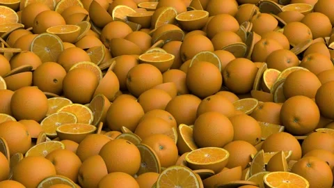 Flying over oranges pile - 3d render looped. Stock Footage 341311029