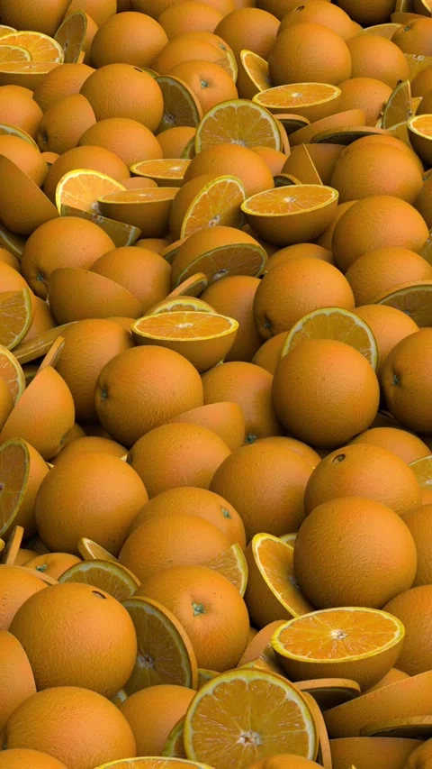 Flying over oranges pile - 3d render looped. Stock Footage 341311050