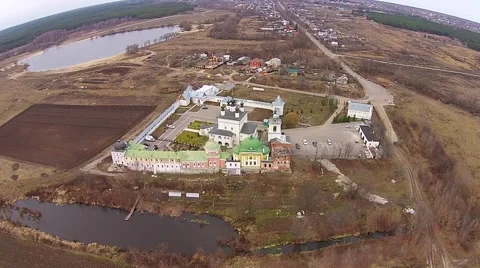 Flying over the Orthodox monastery Stock Footage 45980410