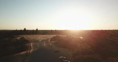 Flying over overlook at sunset Stockbeeldmateriaal 134911405