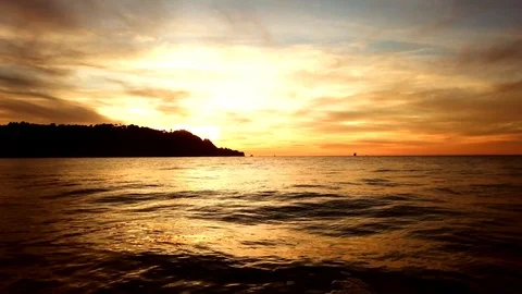 Flying Over Pacific Ocean Sunset at Baker Beach San Francisco 02 4K Drone Stock Footage 92883074