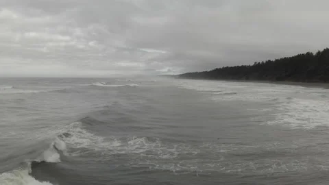 Flying over the pacific ocean waves Stock Footage 221428234