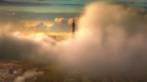 Flying Over Paris Stock Footage 61099386